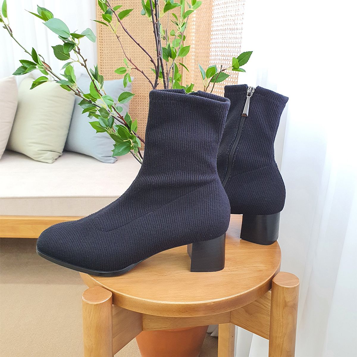 케리제이드(KERRIJADE) Angela Knit  Span Socks Boots_Black