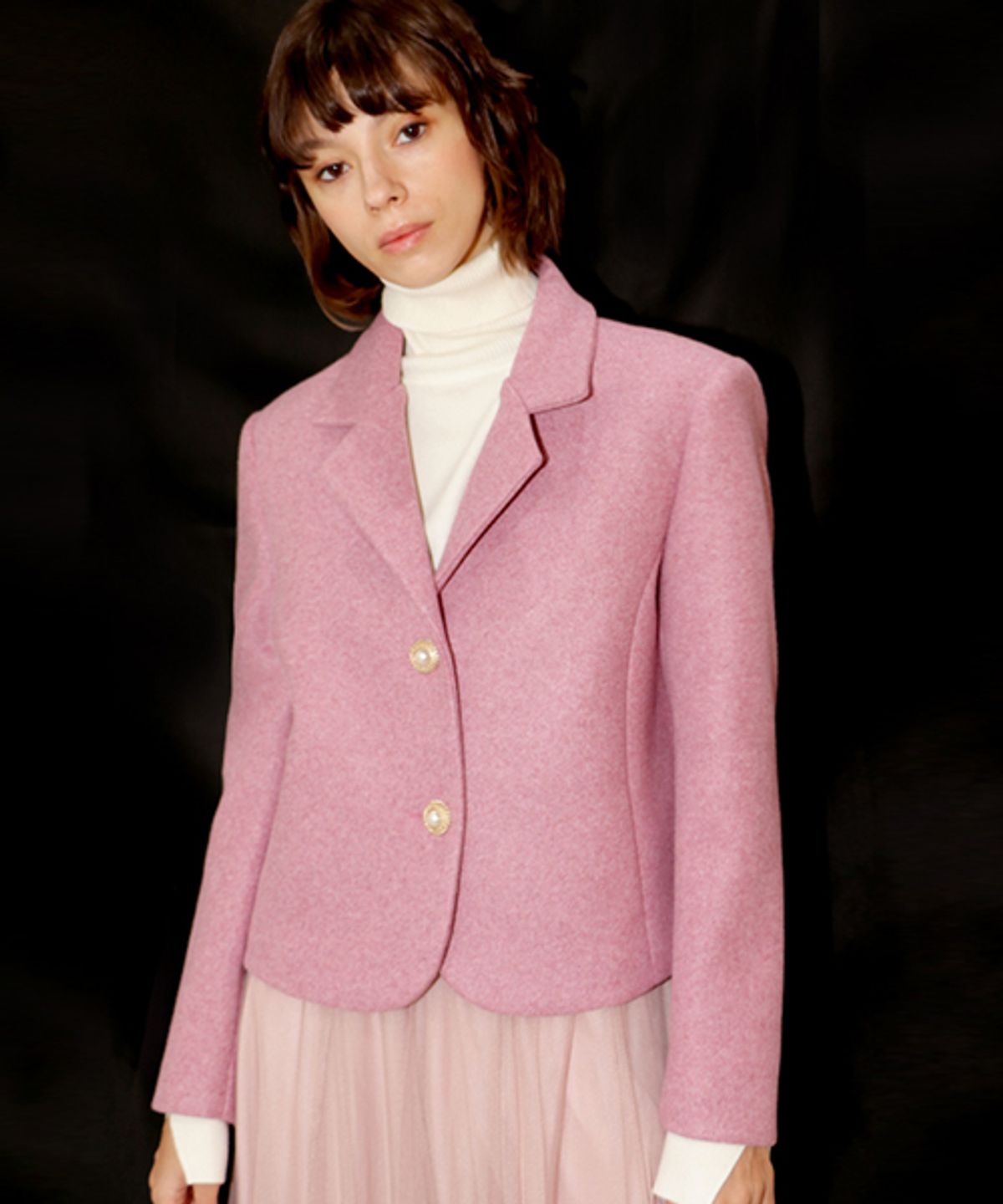 데미지니모닉(DAMAGE MNEMONIC) 울 크롭 핑크 자켓 _ Wool Crop Pink JK