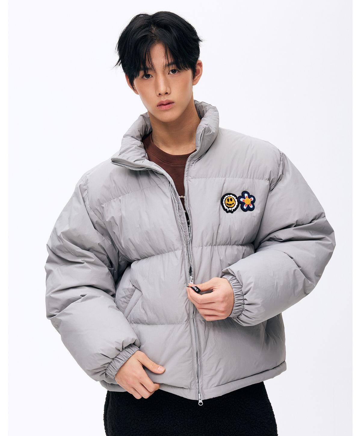 미스터차일드(MISTER CHILD) 더블 로고 패딩 그레이