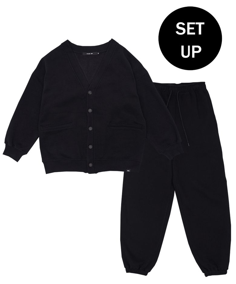 [SET] 양기모 가디건 & 조거 팬츠 셋업 - 블랙