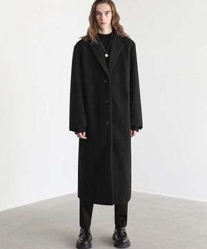 유니섹스 플랙스 롱 오버핏 코트 블랙