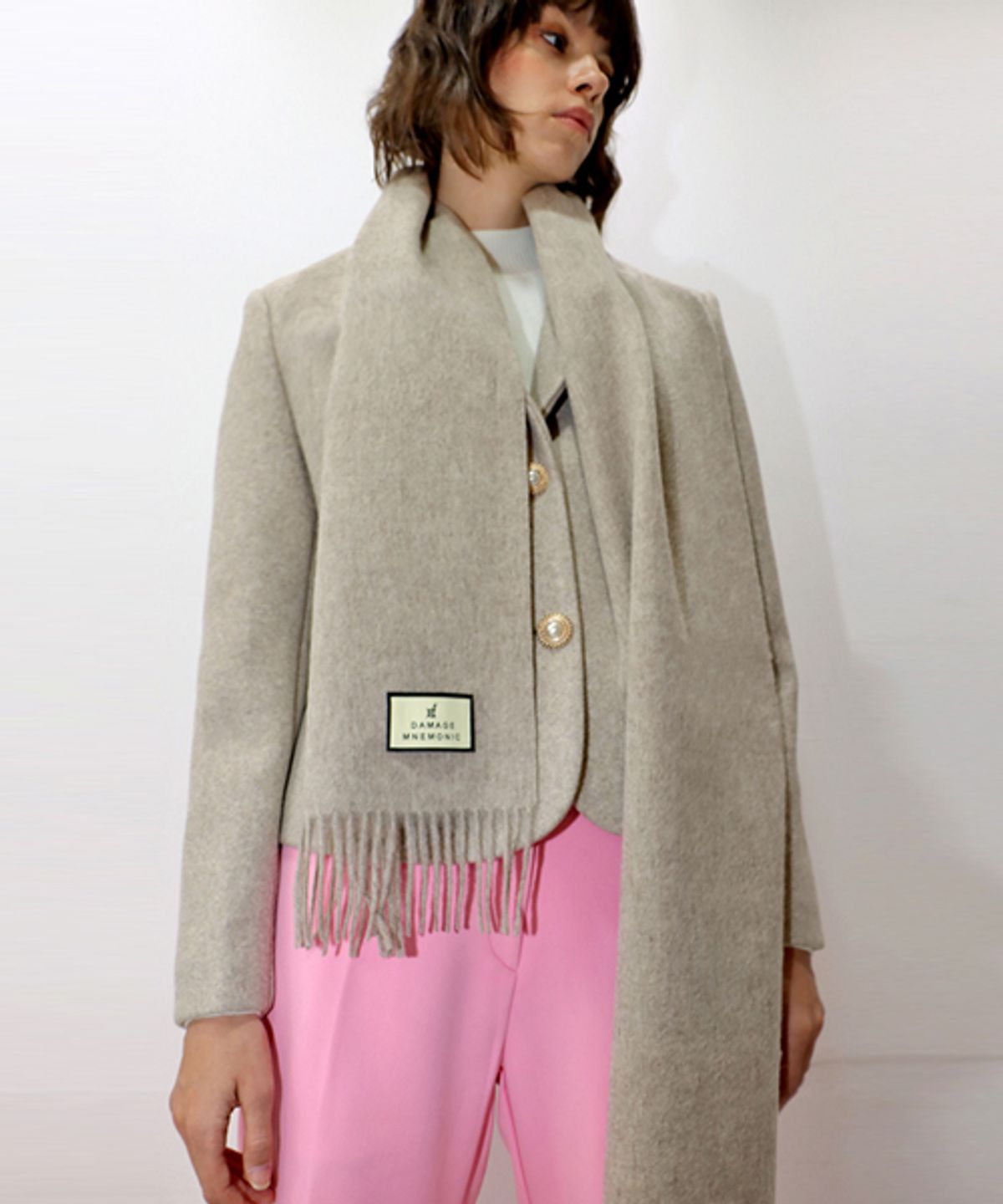 데미지니모닉(DAMAGE MNEMONIC) 울100 베이지 머플러 _ Wool 100 Beige Muffler