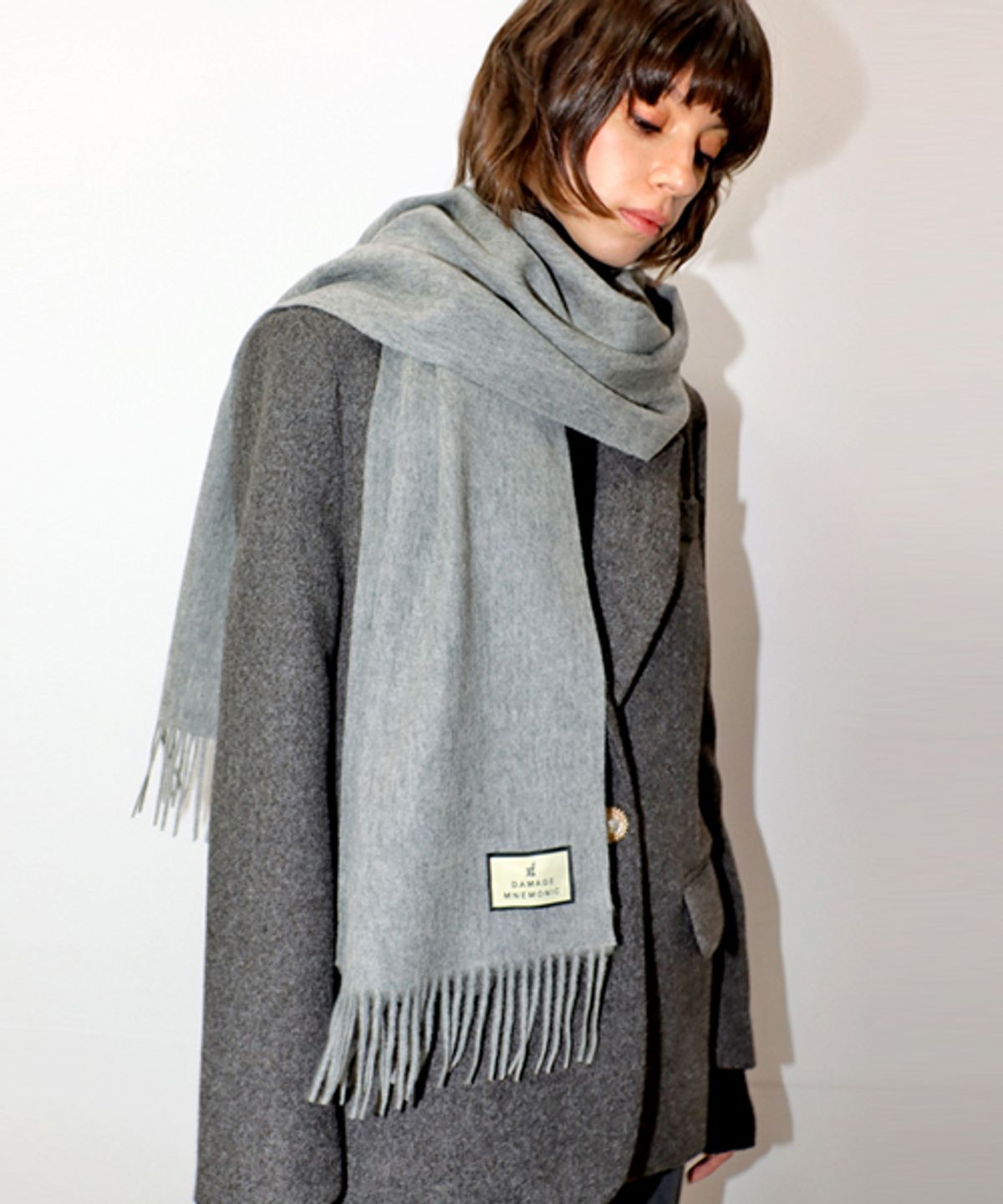 데미지니모닉(DAMAGE MNEMONIC) 울100 그레이 머플러 _ Wool 100 Gray Muffler