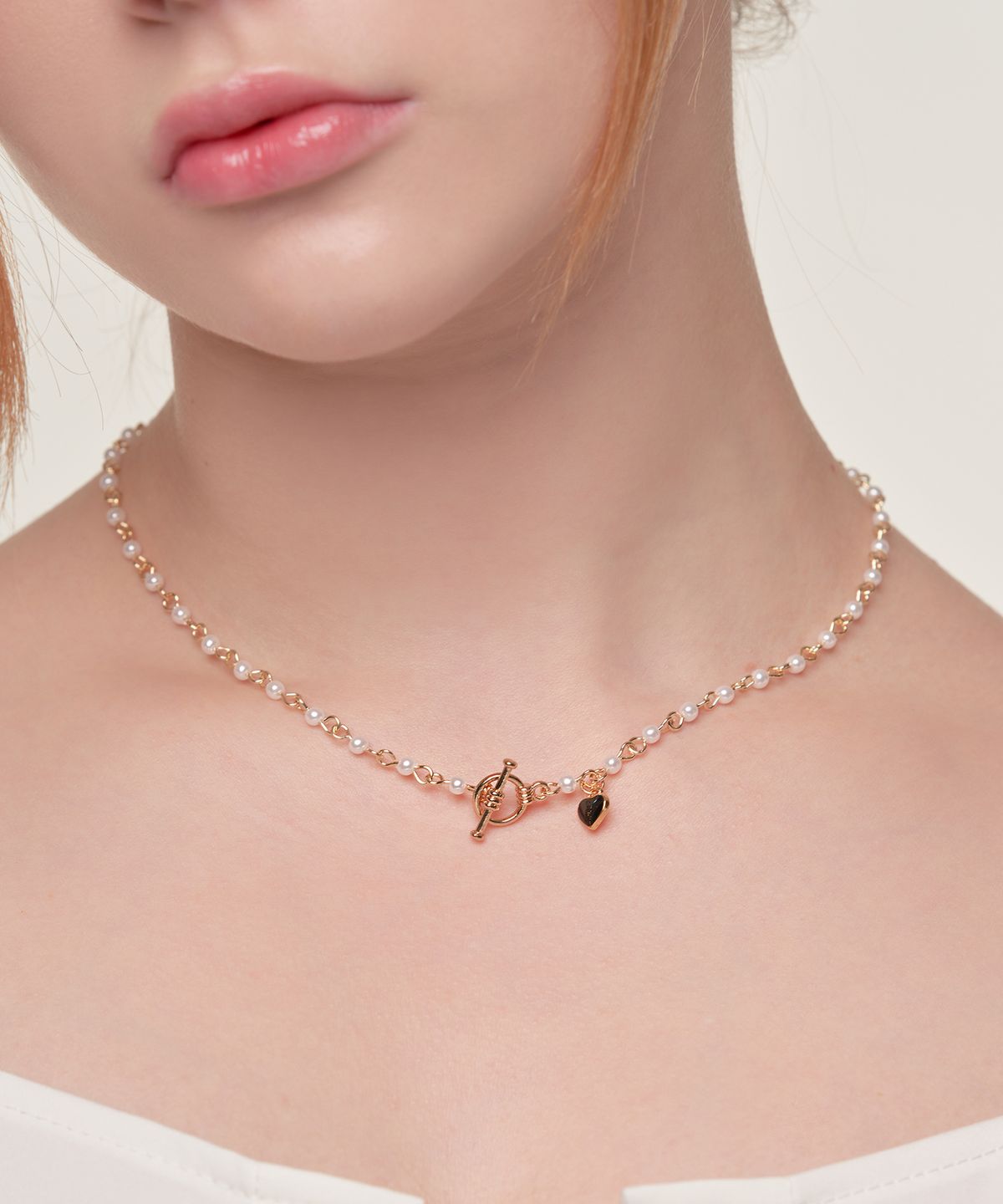 하와(HAWHA) HEART TOGGLE PEARLS CHOKER