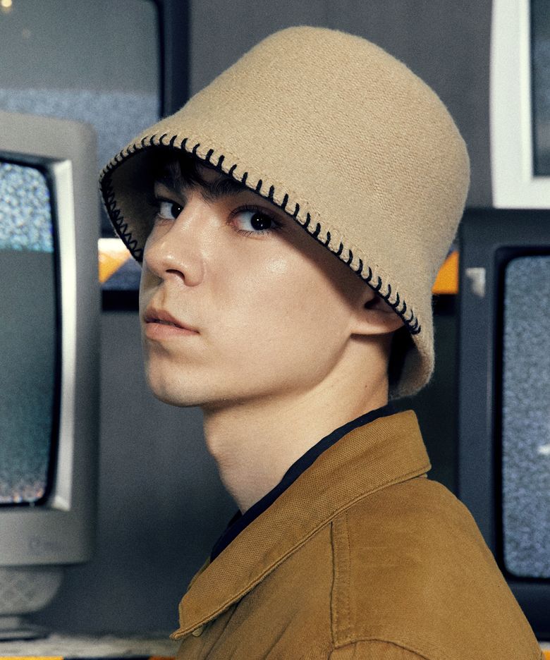 [unisex]STITCH WOOL BEIGE BUCKET HAT