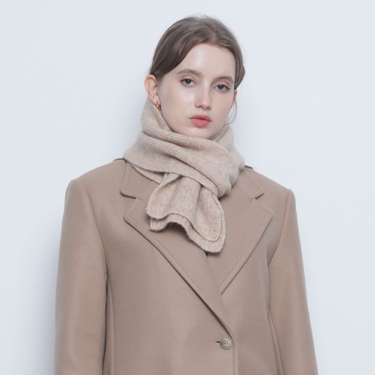 에이본(THE-ABON) W182 wool knit muffler otmil