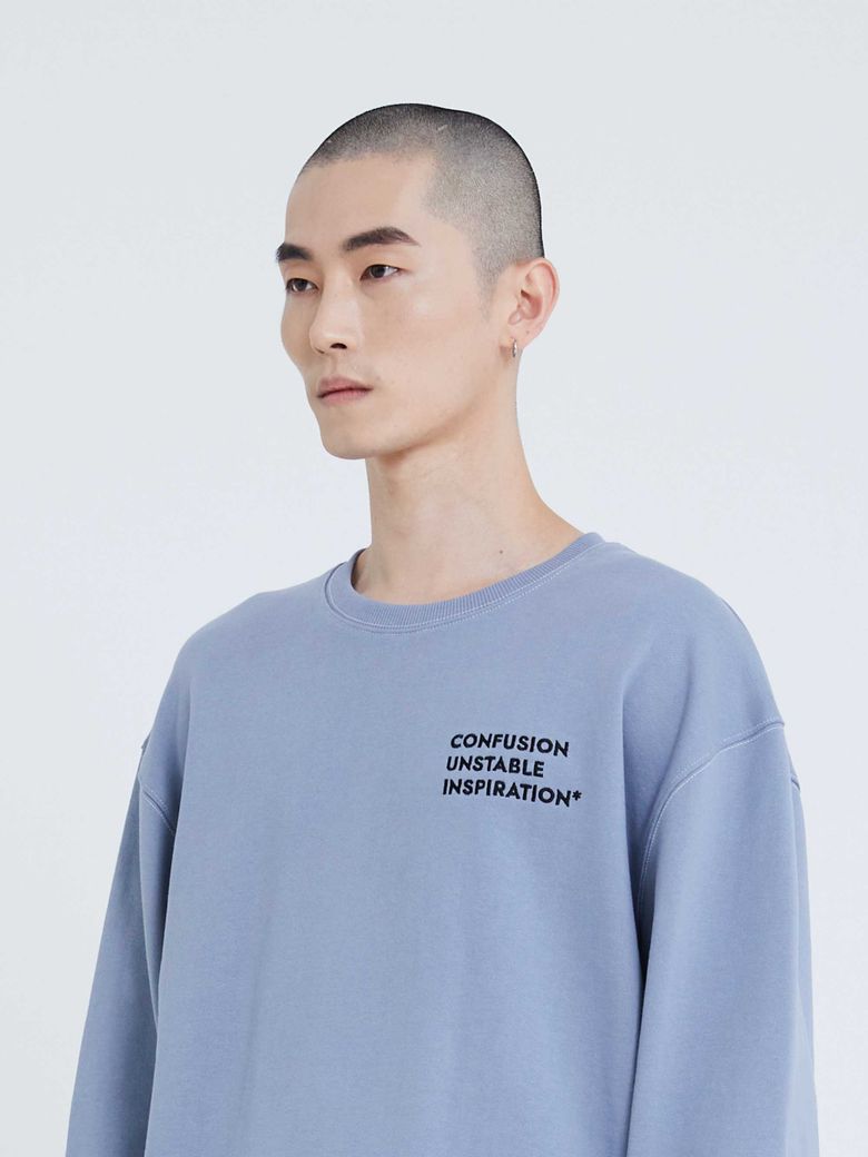 C.U.I Stitch Sweatshirts(Blue Grey)