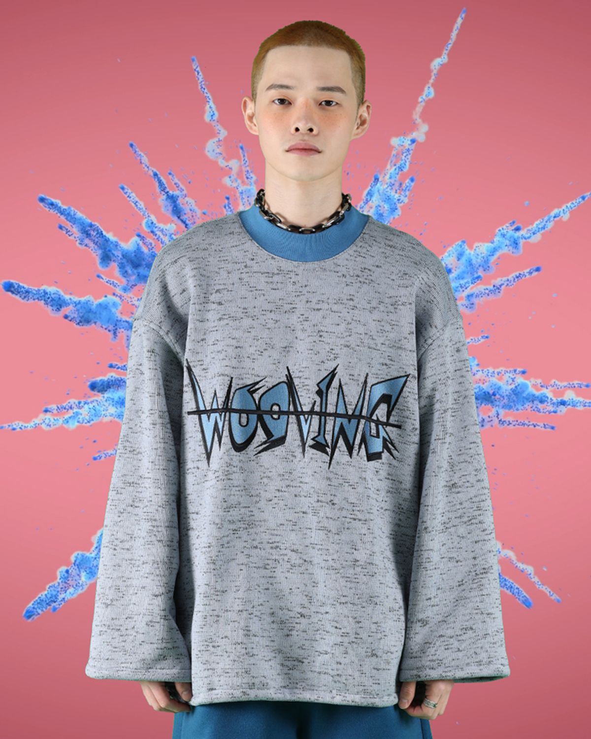 우빙(WOOVING) LOGO KNIT SWEATSHIRTS (GRAY)