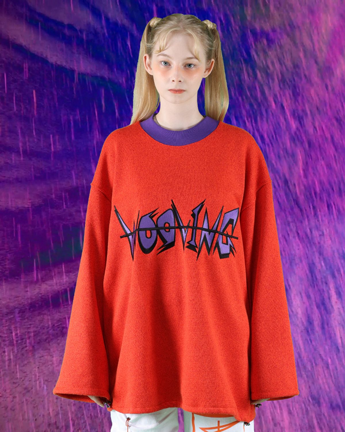 우빙(WOOVING) LOGO KNIT SWEATSHIRTS (ORANGE)