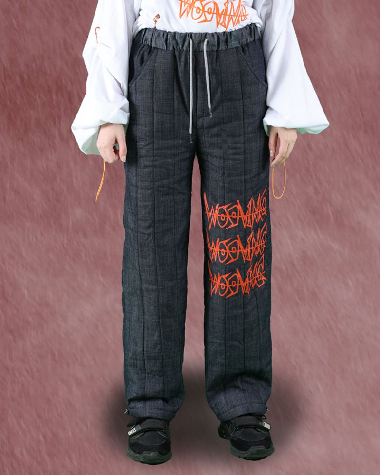 PADDED DENIM PANTS (NAVY)