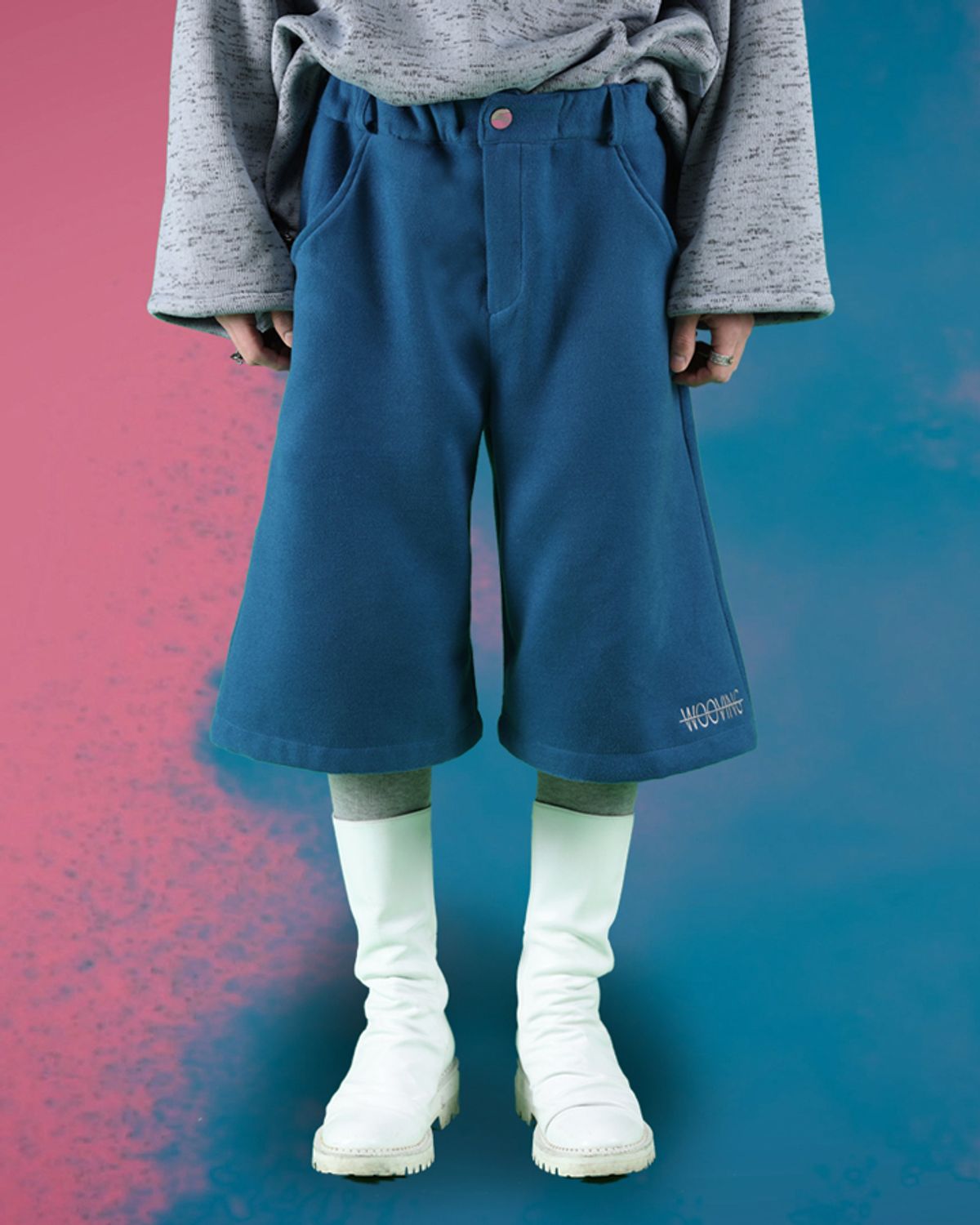 우빙(WOOVING) WIDE HALF PANTS (BLUE)