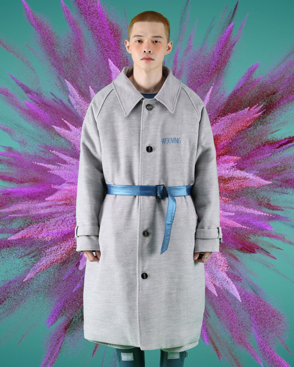 우빙(WOOVING) LONG COLLAR PADDED COAT (GRAY)