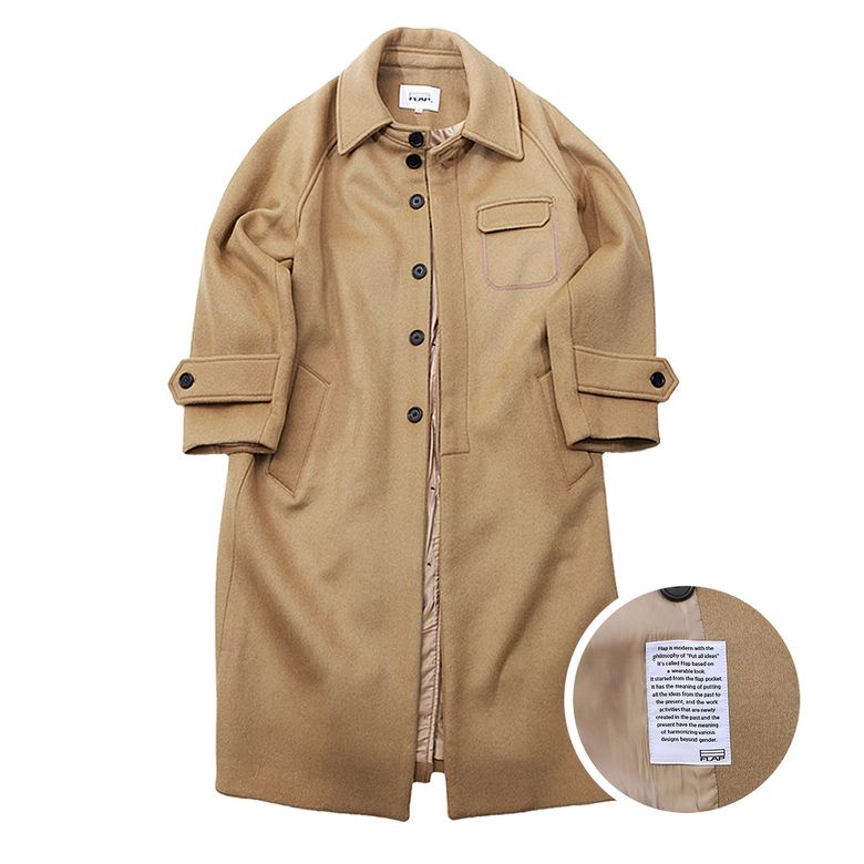 포켓 디테일 이중직 울 맥코트 (Beige)