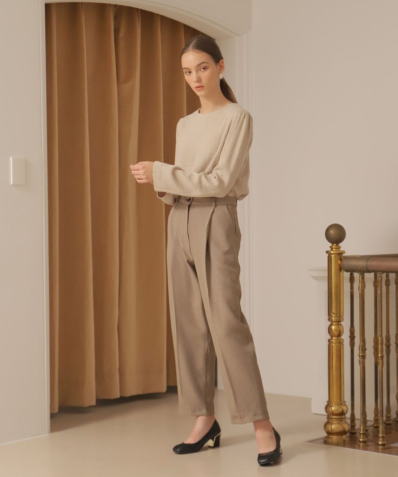 CHECK BAGGY PANTS_BROWN