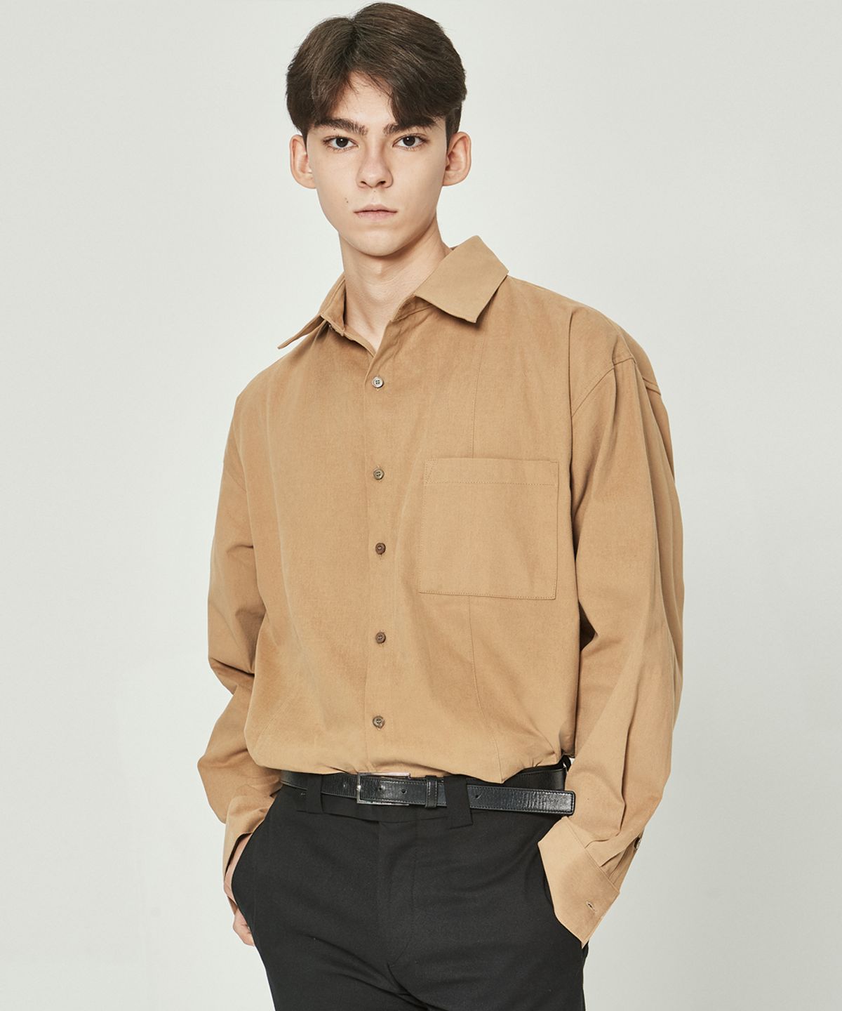 단하우스(DAAN HAUS) BEIGE Cotton Suede Unbalance Shirts