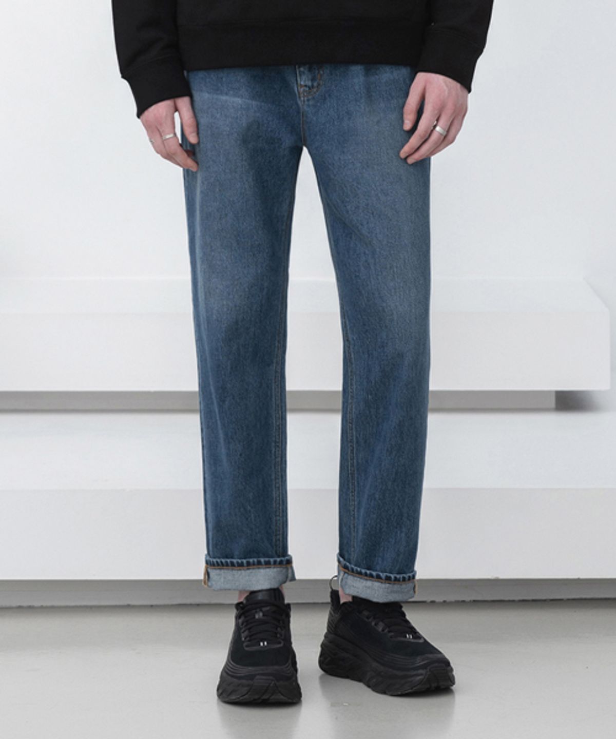 드로우핏(DRAW FIT) NEW-STRAIGHT ROLL-UP DENIM PANTS [2 COLORS] - 사이즈 & 후기 | 무신사