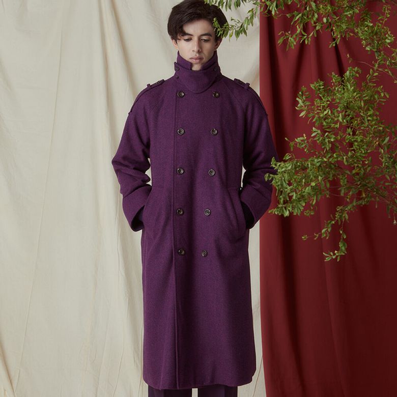 오버사이즈 롱 더블코트 (VIOLET)