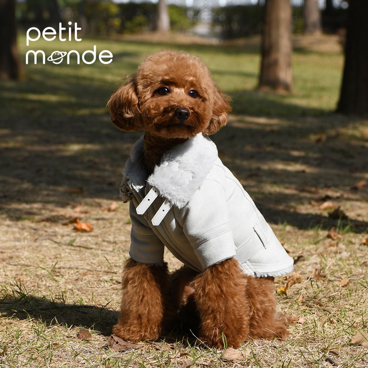 쁘띠몽드(PETIT MONDE) 스웨이드 벨티드 무스탕 코트 스카이블루