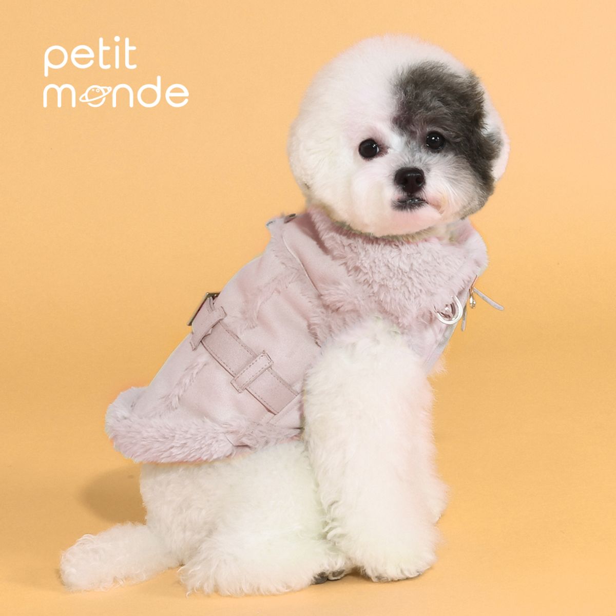 쁘띠몽드(PETIT MONDE) 스웨이드 파스텔 무스탕 조끼 베이비핑크