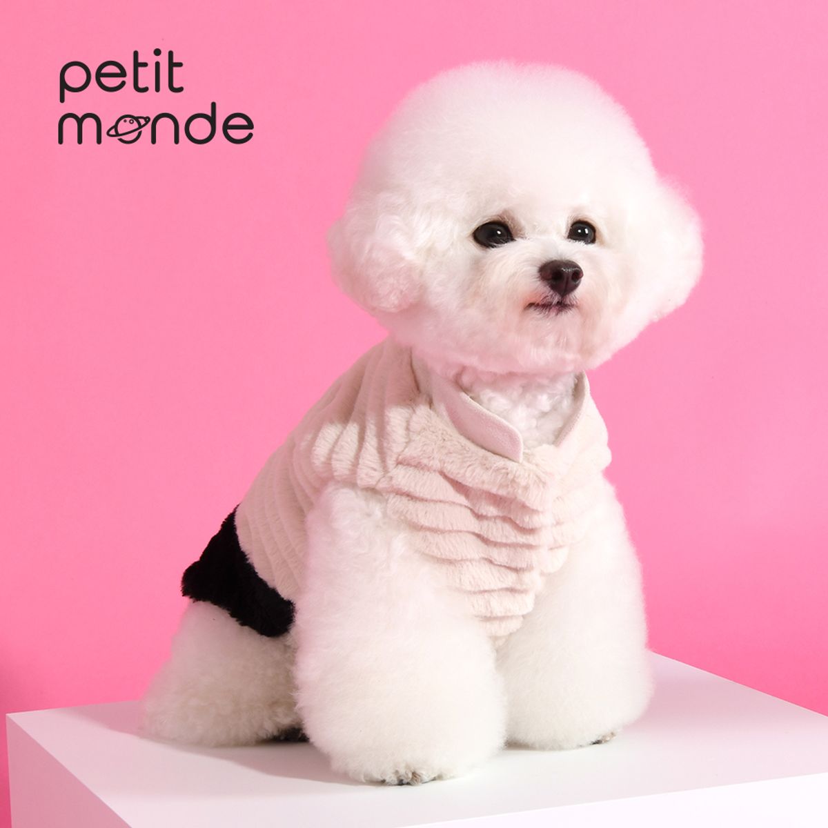 쁘띠몽드(PETIT MONDE) 밍크 퍼 투톤 베스트 베이지