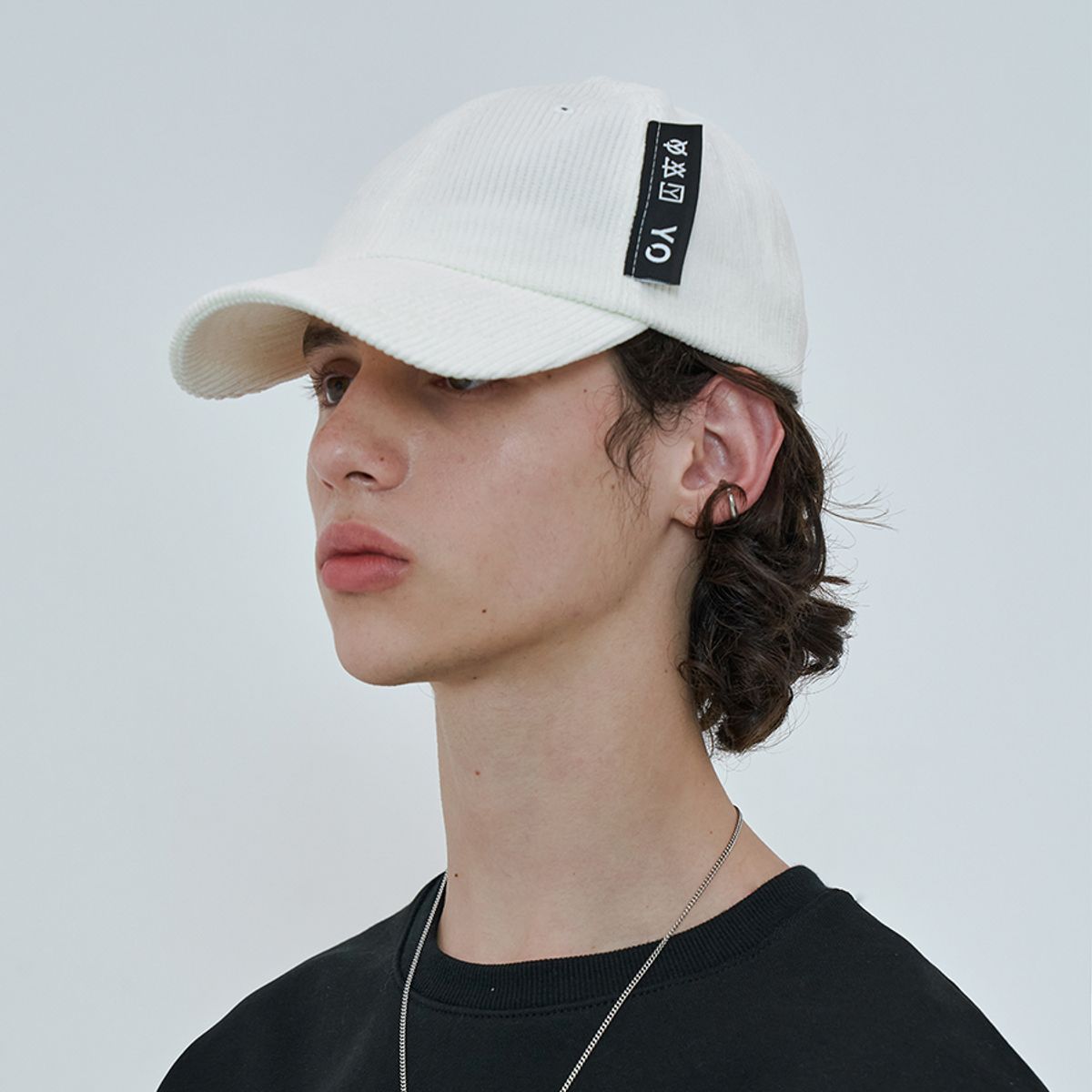 오픈야드(오와이)(OPENYARD(OY)) CORDUROY POINT LOGO CAP-IVORY