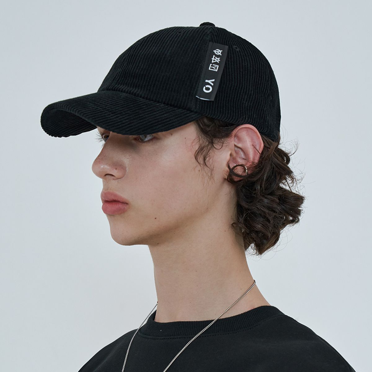 오픈야드(오와이)(OPENYARD(OY)) CORDUROY POINT LOGO CAP-BLACK