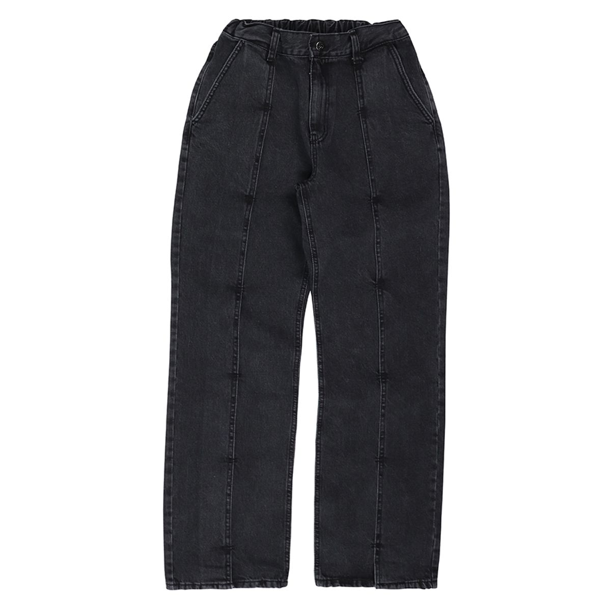 오픈야드(오와이)(OPENYARD(OY)) LAYERED PIN TUCK JEANS-BLACK