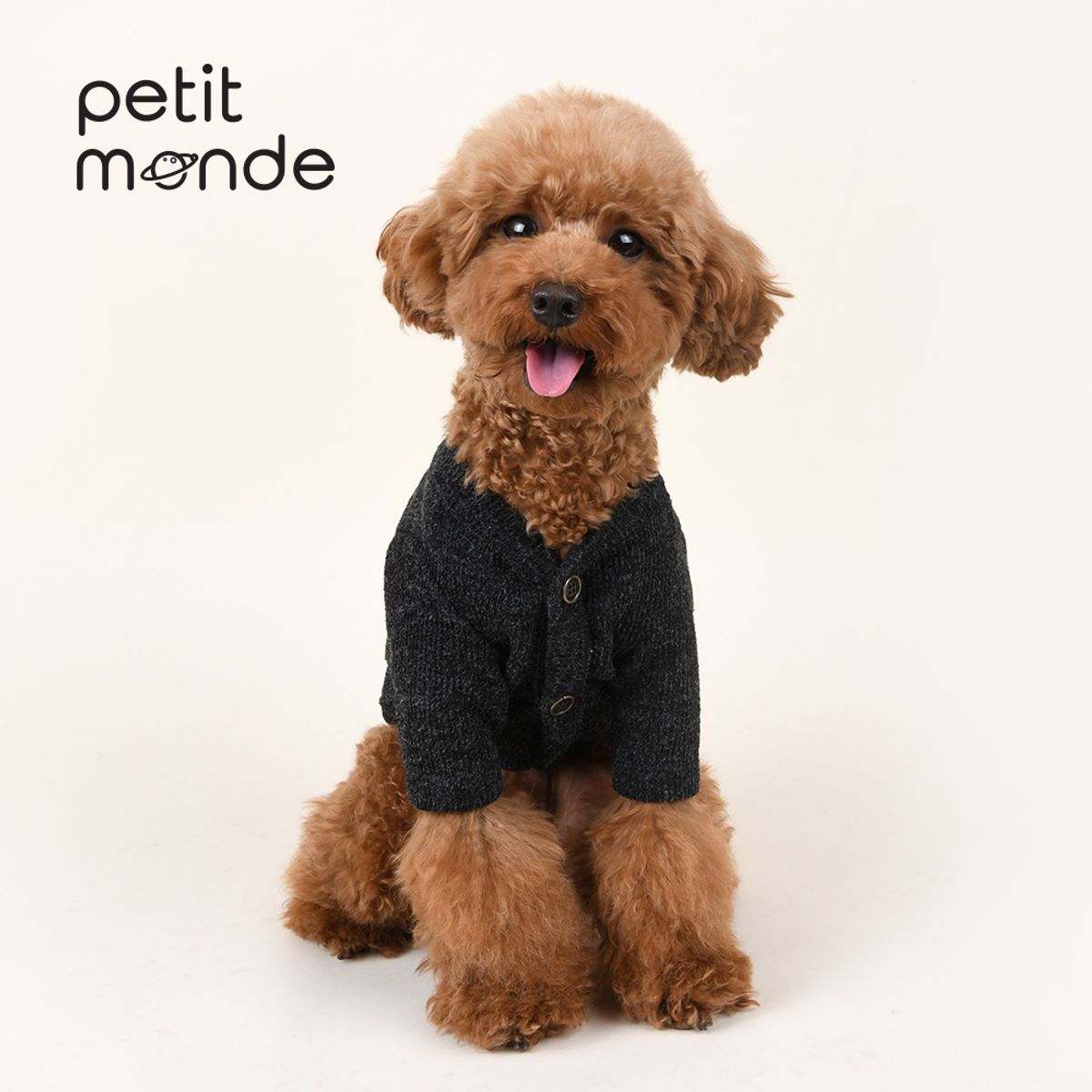 쁘띠몽드(PETIT MONDE) 카이 골지 니트 가디건 차콜