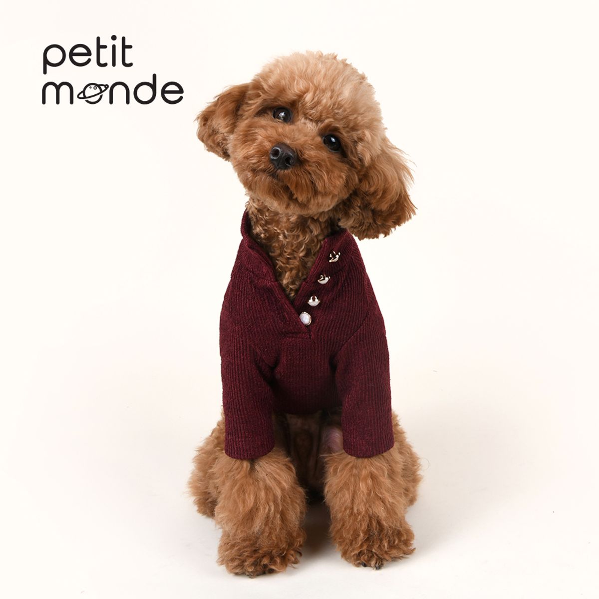 쁘띠몽드(PETIT MONDE) 카이 골지 니트 티셔츠 레드