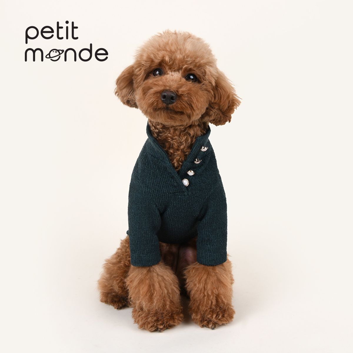 쁘띠몽드(PETIT MONDE) 카이 골지 니트 티셔츠 그린