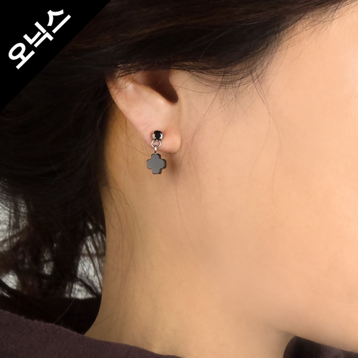 글로리아덴(GLORY_ARDEN) black 오닉스크로스귀걸이 / GHME-155