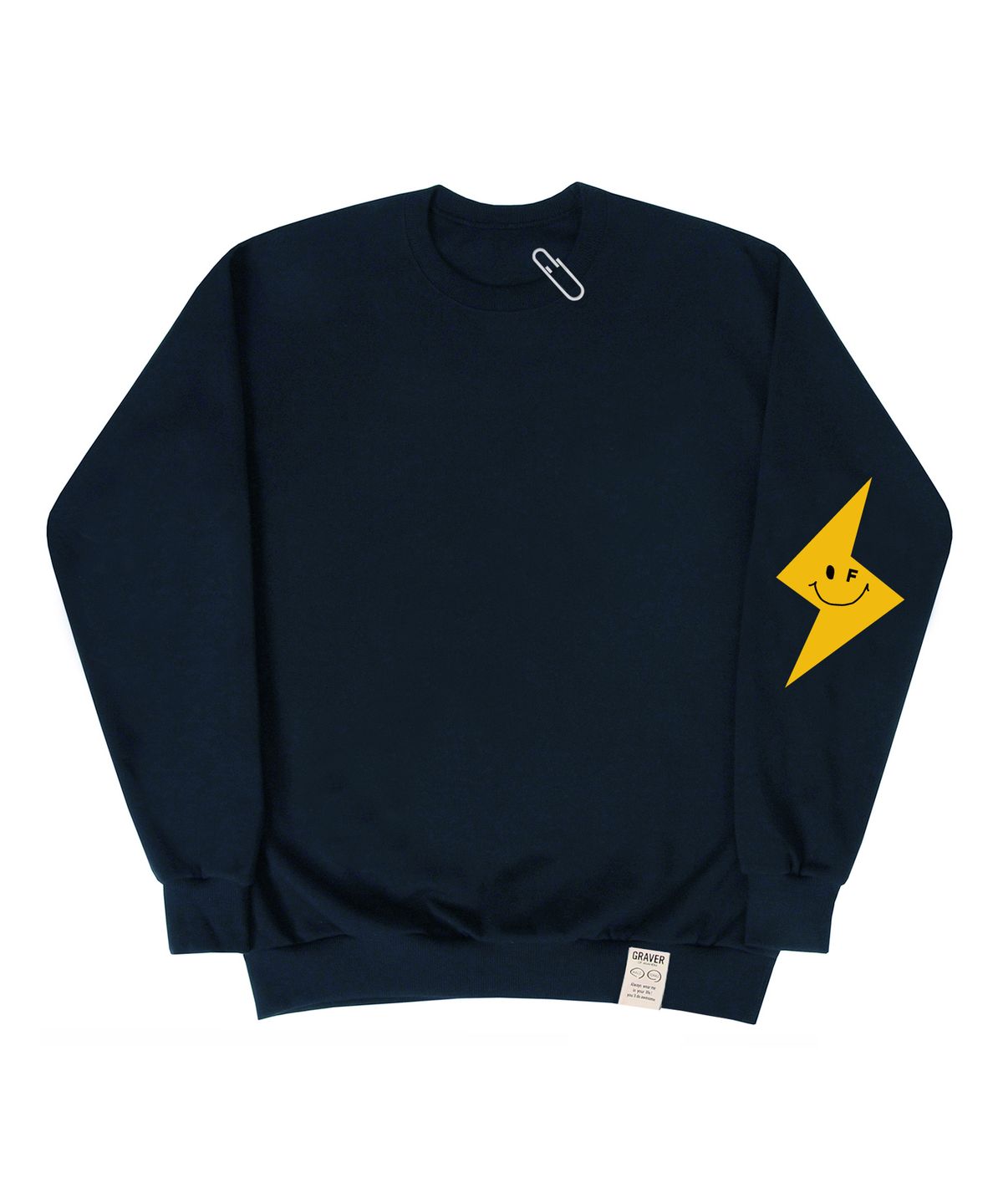 그레이버(GRAVER) [UNISEX]엘보우 스마일 썬더 맨투맨_네이비