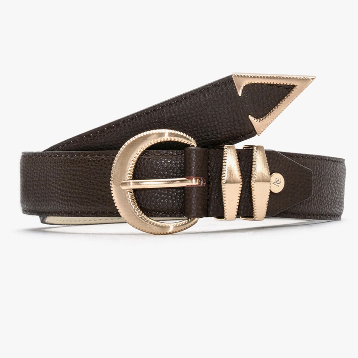 올클래식(ALLCLASSIC) ALCBT001 AC Signature_Belt D.Brown & Gold