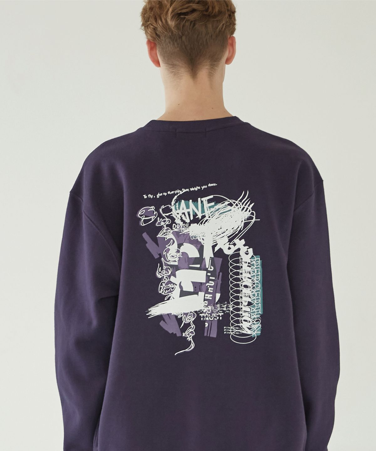 이퓨원트(IFYOUWANT) [기모] PERCEPTION Sweatshirt DARK PUPLE