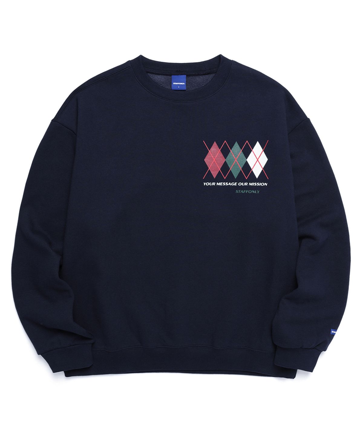 스텝온리(STAFFONLY) SMALL ARGYLE SWEATSHIRTS (NAVY)