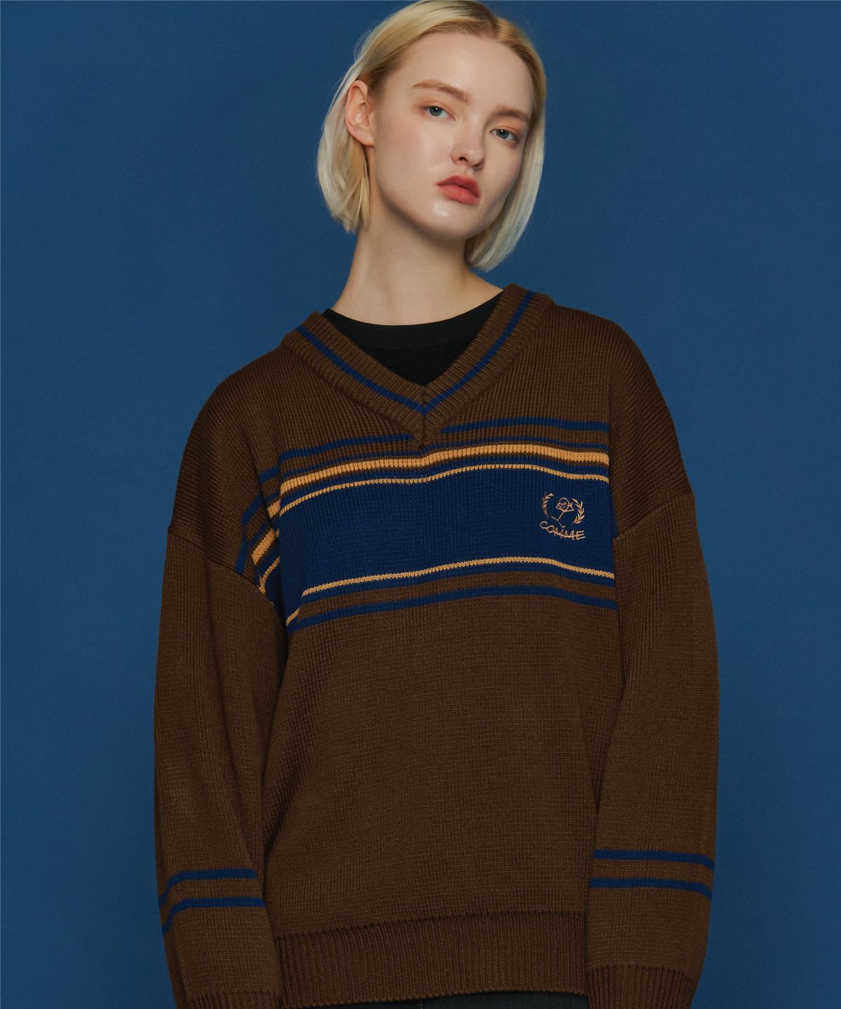 꼼파뇨(CPGN STUDIO) COMME V NECK SWEATER BROWN