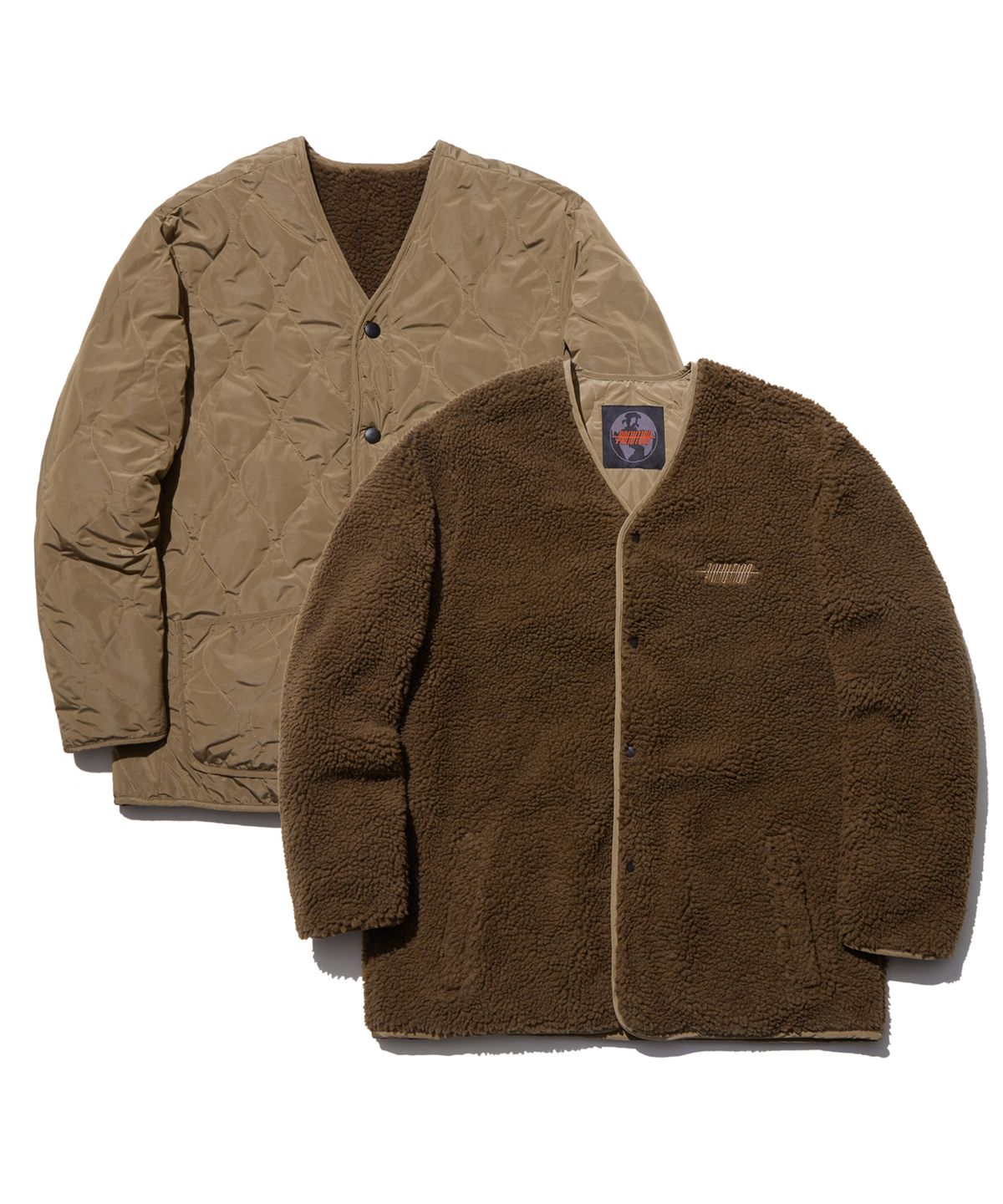 폴루션(POLLUTION) REVERSIBLE SHRPA JACKET BROWN (PKHAWJK020_BR)
