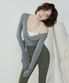 여성 요가복 DEVI-T0048-그레이 필라테스 랩 가디건 크롭  긴팔