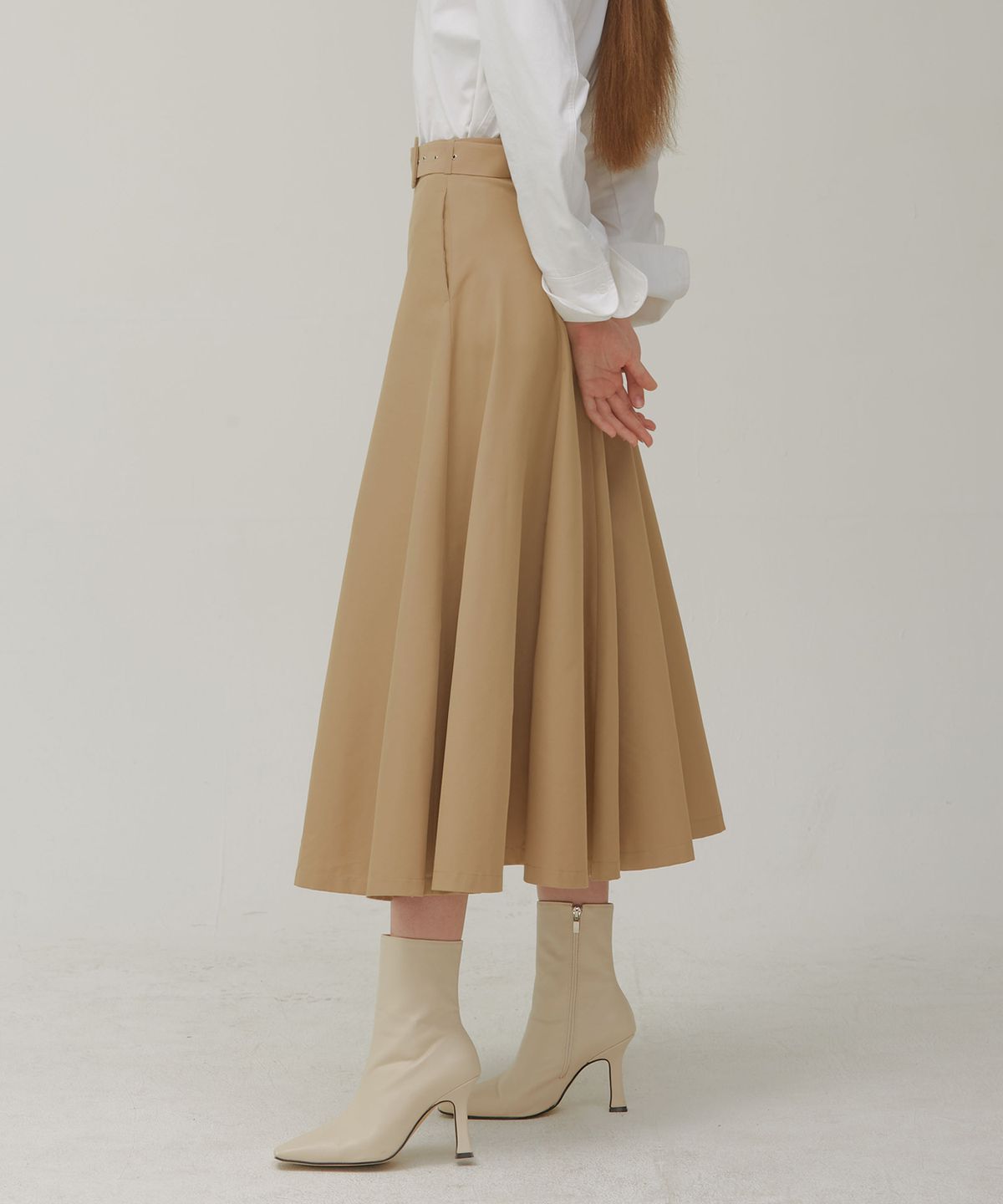 포지티브 바이브(POSITIVE VIBE) A line 8-gore maxi skirt(Sand Beige)