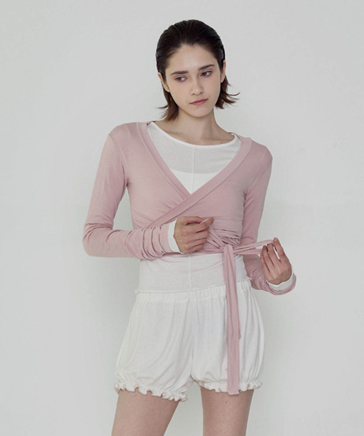 데비웨어(DEVIWEAR) 발레 스트랩 가디건 DEVI-T0048-살몬핑크