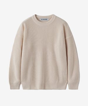 크루넥 리브 니트 스웨터_아이보리