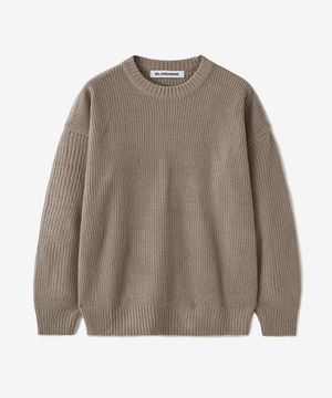 크루넥 리브 니트 스웨터_모카