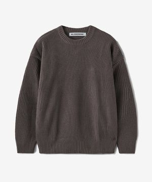 크루넥 리브 니트 스웨터_브라운