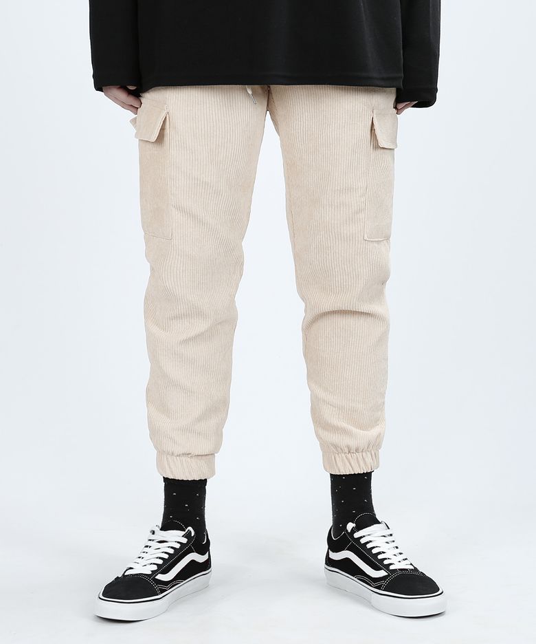 CORDUROY JOGGER PANTS (CREAM)