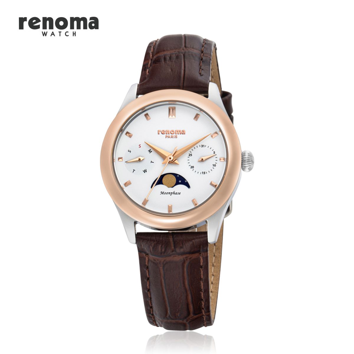 레노마 시계(RENOMA WATCH) RE2004L_WH 문페이즈 여자 가죽 시계_화이트