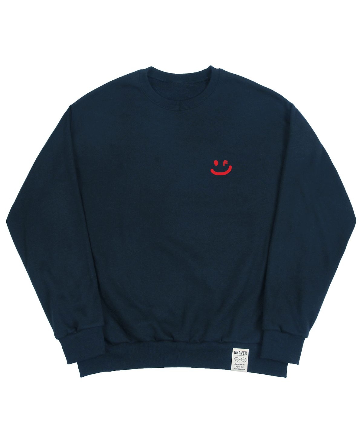 그레이버(GRAVER) [UNISEX]스몰 드로잉스마일 맨투맨_네이비