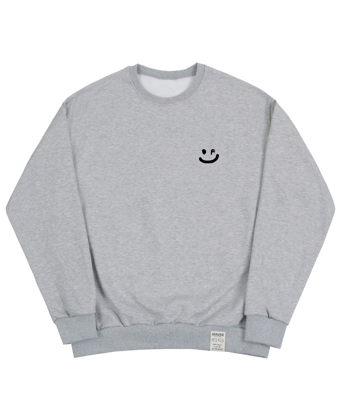 그레이버(GRAVER) [UNISEX]스몰 드로잉스마일 맨투맨_그레이