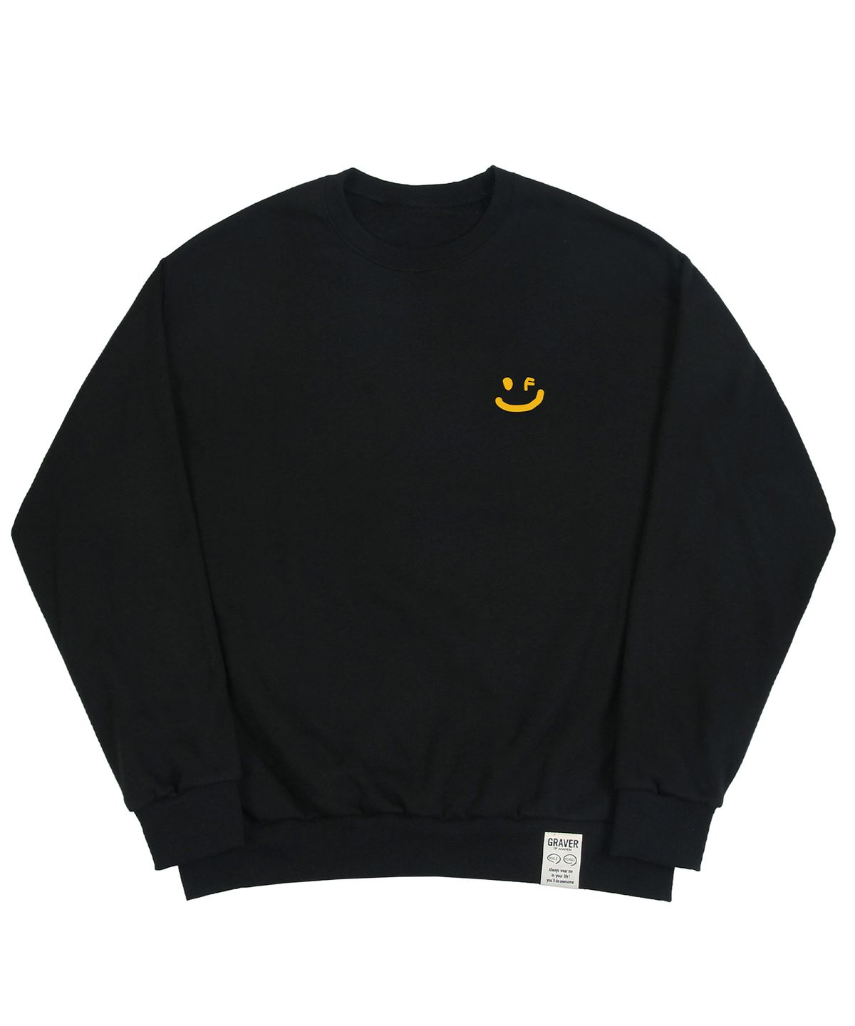 그레이버(GRAVER) [UNISEX]스몰 드로잉스마일 맨투맨_블랙