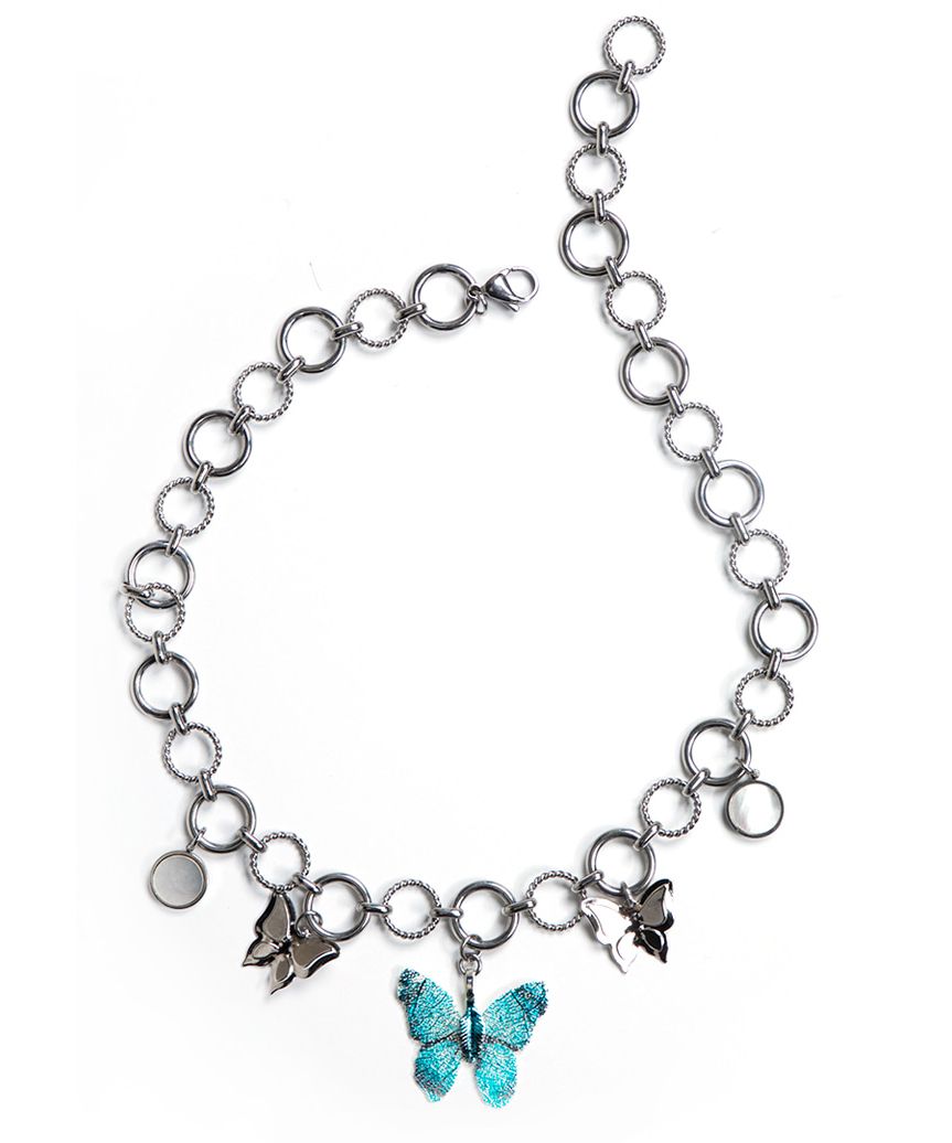 【BLACKPURPLE】Black Purple 5P Blue Butterfly Necklace MUSINSA | BLACK PURPLE 5P Blue Butterfly Necklace
