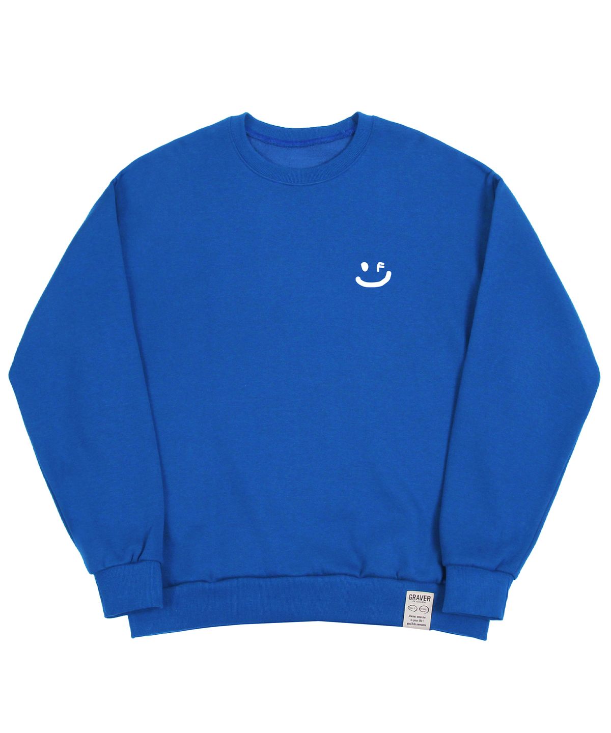 그레이버(GRAVER) [UNISEX]스몰 드로잉스마일 맨투맨_코발트블루